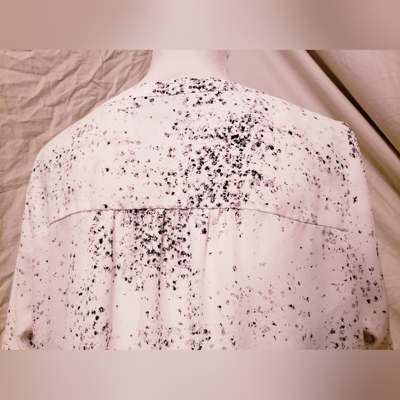 A.N.A. White with Paint Splatter Print ¾ Sleeve Popover V-Neck Tunic - Picture 11 of 13